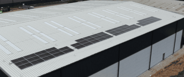 commercial PV install on a warehouse roof